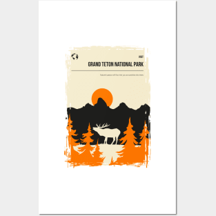 Grand Teton National Park Vintage Unique Travel Poster Posters and Art